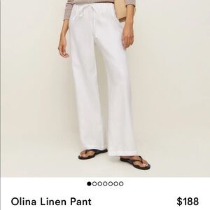 Reformation Olina linen pant white